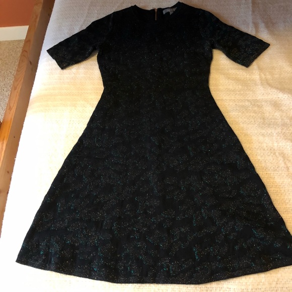 Oasis Black and sparkly green skater dress XS - Picture 2 of 11